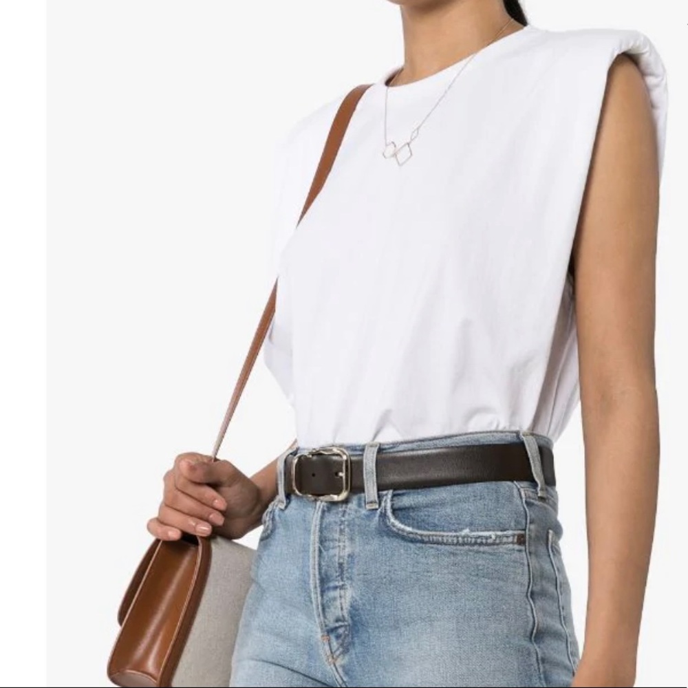 EVA PADDED SHOULDER MUSCLE T-SHIRT IN WHITE